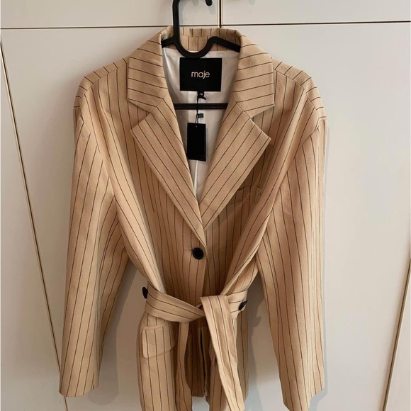 Belted striped jacket Maje - Picture 2 of 8
